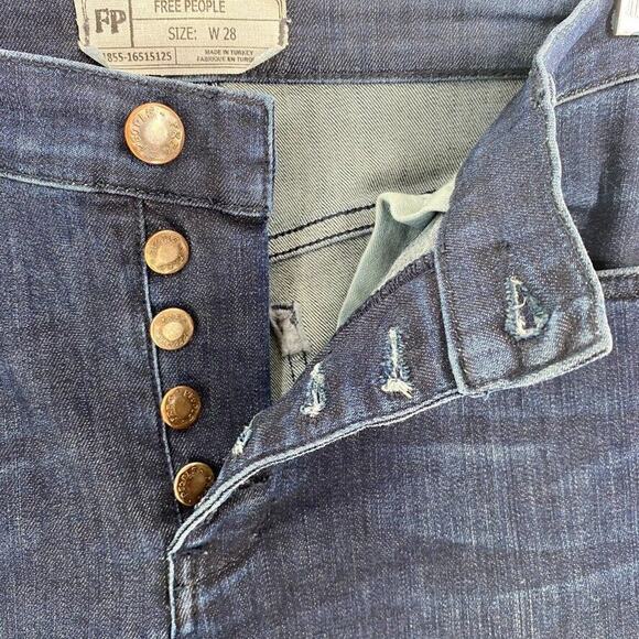 Free People Reagan Womens Skinny Jeans Exposed Button Fly‎ Cropped Raw Hem 28 - Picture 5 of 9